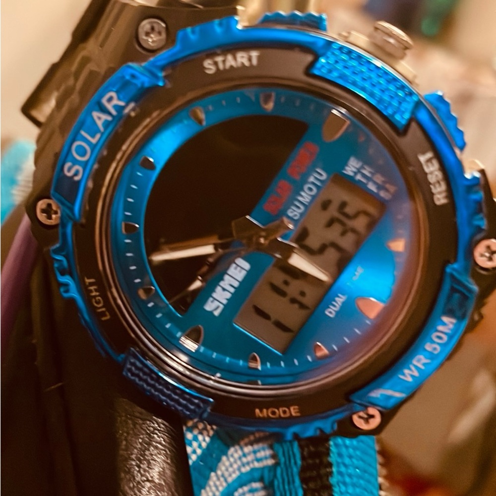 Blue and black men’s watch